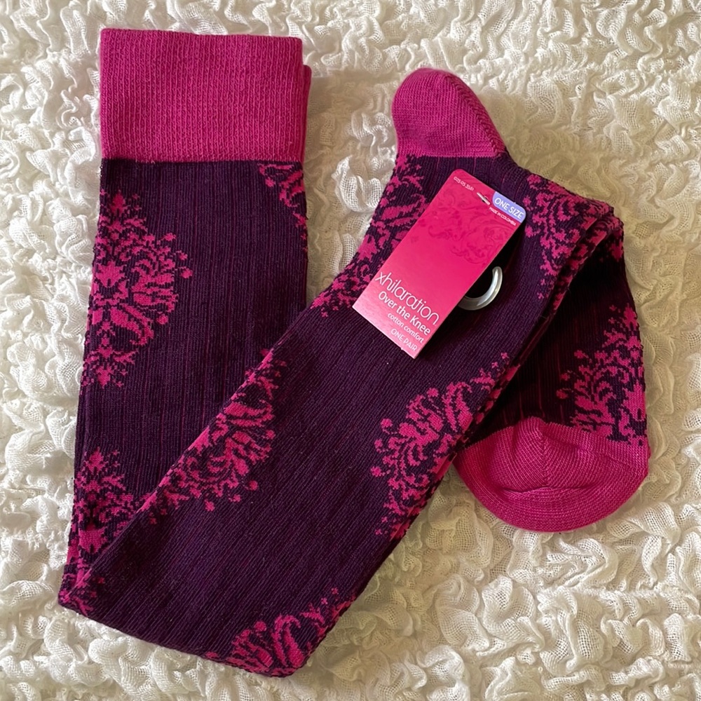 Pink & Purple Over the Knee Demask Socks